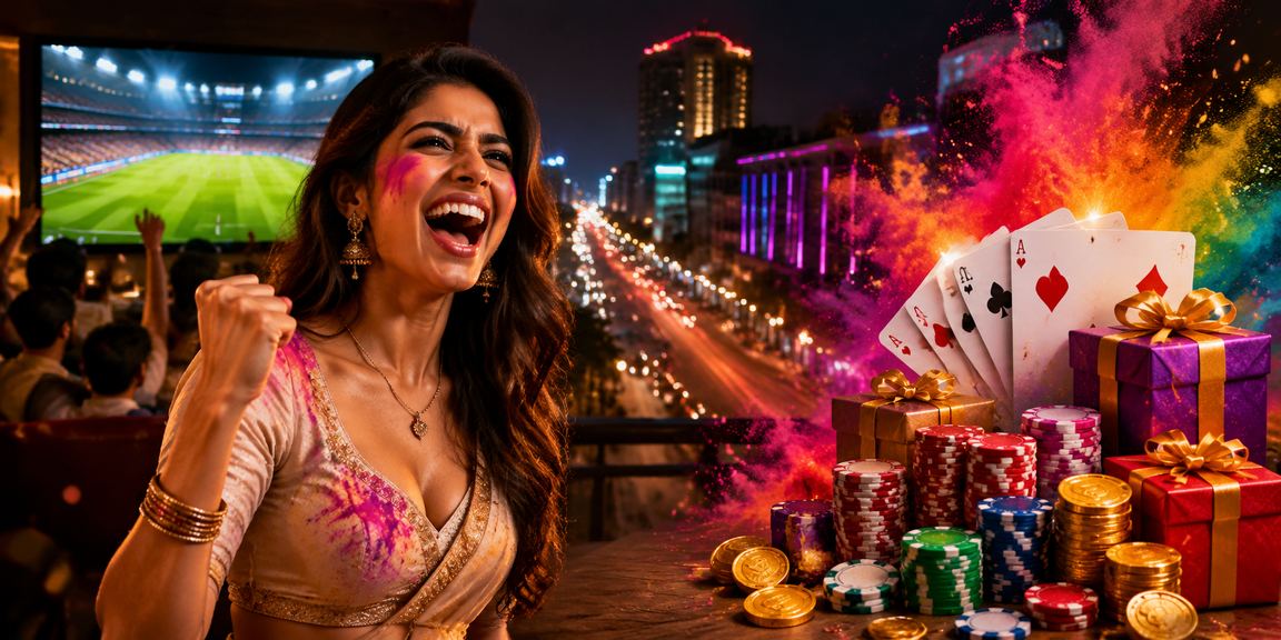 Celebration of Holi festival with Teen Patti players on MG Road Bangalore